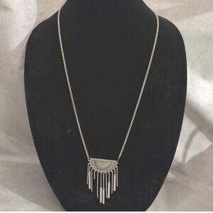 American Eagle Necklace Womens Silver Tone Boho Fringe Crescent Statement